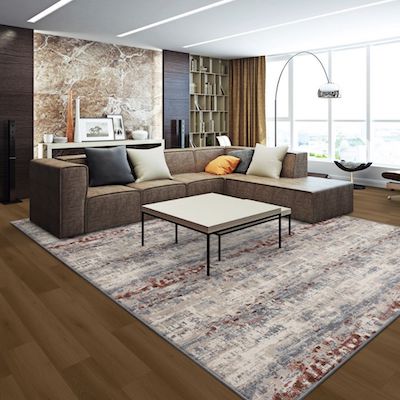 patterned area rugs in a modern living room